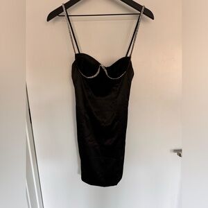 Meshki Black fitted skirt with embellishment tie, XS